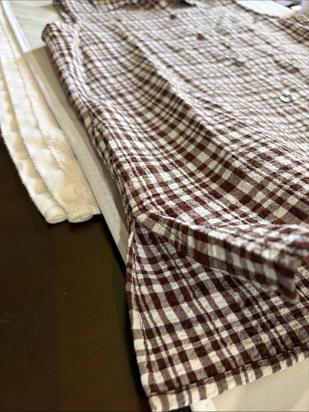 White Stag Brown & White Plaid Stretch Sleeveless Button-Up - Picture 3 of 4